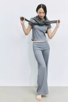 Широкие брюки в рубчик H&M, серый