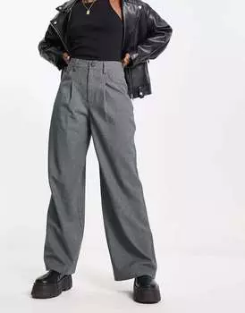 Широкие брюки в серую полоску ASOS