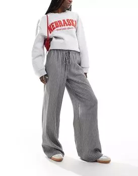 Широкие брюки в серую полоску ASOS DESIGN