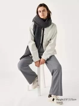 Широкие брюки в складку длинные Uniqlo, серый