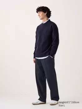 Широкие брюки в складку матовые Uniqlo, цвет 69 синий