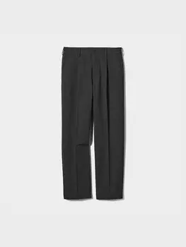 Широкие брюки в складку матовые Uniqlo, синий