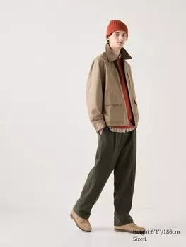 Широкие брюки в складку трикотажные Uniqlo, цвет 37 коричневый