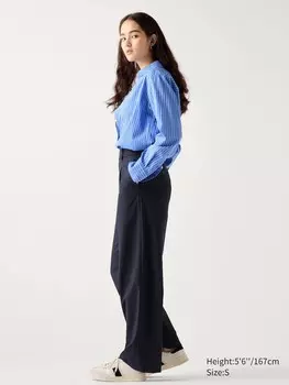 Широкие брюки в складку Uniqlo, синий