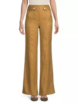 Широкие брюки в солнечную полоску Veronica Beard, цвет Camel