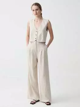 Широкие брюки в тонкую полоску с вытачками Ovs, цвет light beige