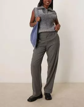 Широкие брюки в тонкую светло-серую полоску JDY