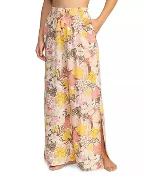 Широкие брюки в тропическом ритме для юниоров с завязками Roxy, белый