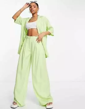 Широкие брюки в винтажном стиле ASOS яркого яблочного цвета