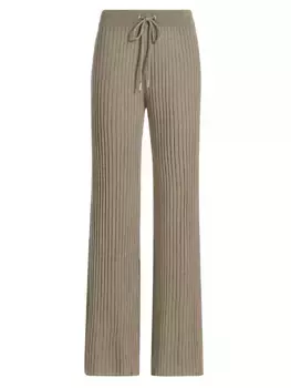 Широкие брюки вязки в рубчик на кулиске Stellae Dux, цвет vintage olive branch