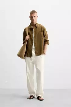 Широкие брюки ZARA, белый