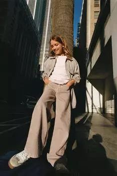 Широкие брюки ZARA, блеклый розовый