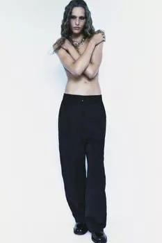 Широкие брюки ZARA, черный