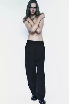Широкие брюки ZARA, черный