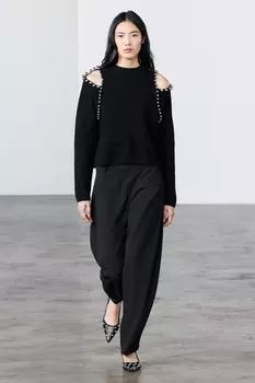 Широкие брюки ZARA, черный