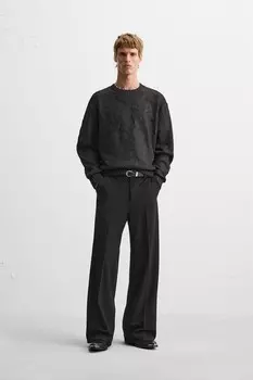 Широкие брюки ZARA, черный