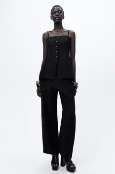 Широкие брюки ZARA, черный