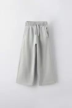 Широкие брюки ZARA, цвет sage green