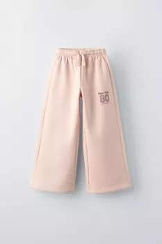 Широкие брюки ZARA, розовый