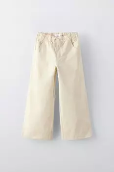 Широкие брюки ZARA, светло-бежевый