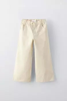 Широкие брюки ZARA, светло-бежевый