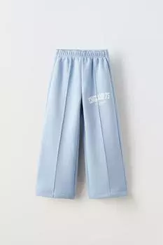 Широкие брюки ZARA, светло-синий