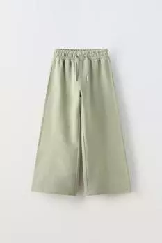 Широкие брюки ZARA, светло-зеленый