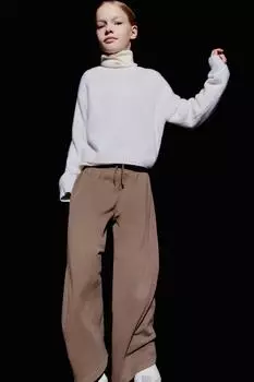 Широкие брюки ZARA, темно-бежевый