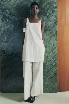 Широкие брюки ZARA, устрично-белый