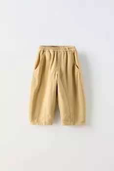 Широкие брюки ZARA, желтый