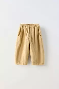 Широкие брюки ZARA, желтый