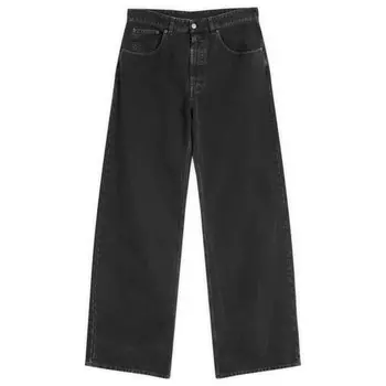 Широкие черные джинсы с эффектом потертости Mm6 Maison Margiela, черный