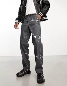 Широкие чиносы с мраморным принтом ASOS DESIGN