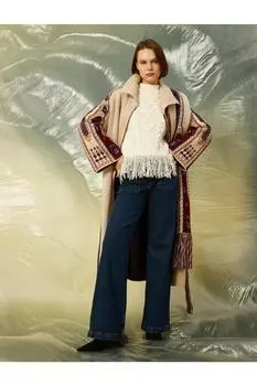 Широкие джинсовые брюки с карманами Koton, темно-синий