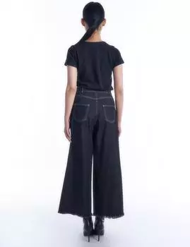 Широкие джинсовые брюки с кисточками, черные KYR