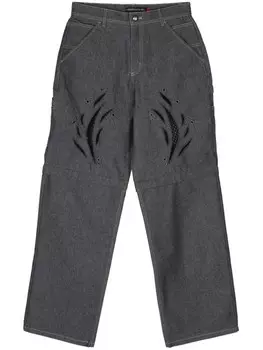 Широкие джинсы Andersson Bell с лазерной обработкой, синий