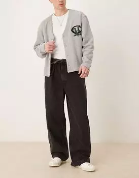 Широкие джинсы ASOS DESIGN с завязками и складками черного цвета