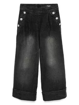 Широкие джинсы Balmain Kids, черный