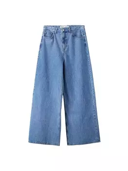 Широкие джинсы Bershka, синий джинсовый