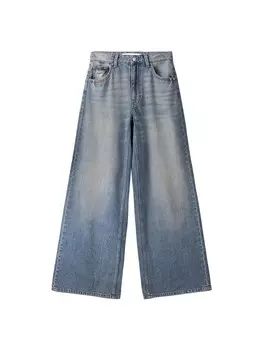 Широкие джинсы Bershka, синий джинсовый