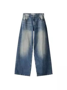 Широкие джинсы Bershka, синий джинсовый