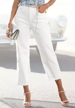 Широкие джинсы Buffalo со слегка потертыми манжетами, джинсы-кюлоты длиной 7/8, белый