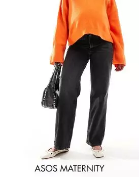 Широкие джинсы для беременных ASOS DESIGN Dad в черном цвете