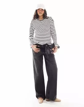 Широкие джинсы для беременных ASOS DESIGN Dad в черном цвете ASOS Maternity