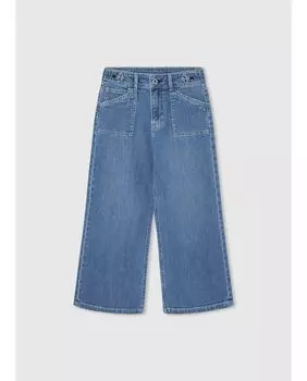 Широкие джинсы для девочек с эффектом потертости Pepe Jeans, синий