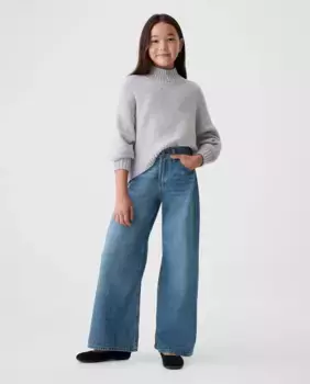 Широкие джинсы для девочек с карманами Gap, цвет Azul ndigo