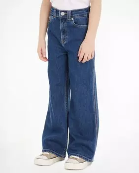 Широкие джинсы для девочек с завышенной талией Tommy Hilfiger, синий