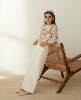 Широкие джинсы для девочки с контрастной строчкой Coconut El Corte Ingls, белый