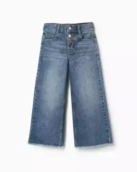 Широкие джинсы для девочки с застежкой на пуговицы Zippy, синий