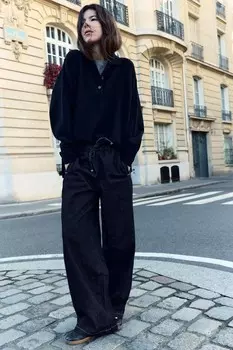 Широкие джинсы-джоггеры с высокой талией z1975 ZARA, синий